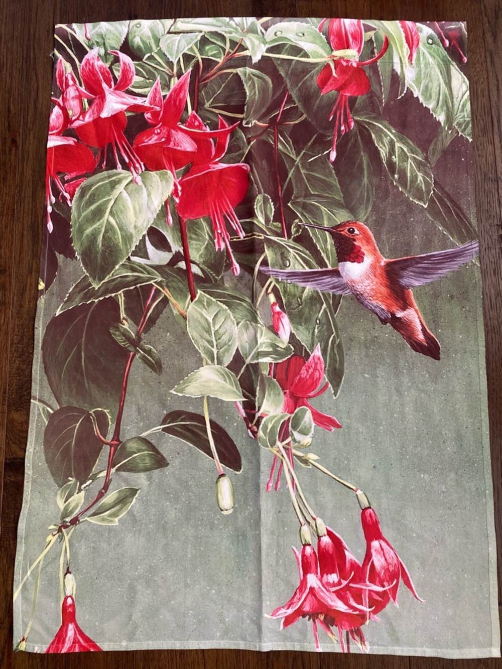Hummingbird & Fuchsia Floral Print Xtra Large Fabric Flag Botanical 27.5x39” New - Picture 6 of 8
